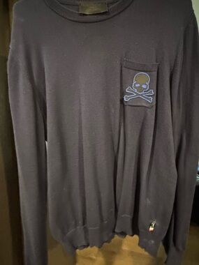 Philipp Plein Blue Skull Sweater Large